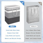 BlissTotes 3-Pack Laundry Basket, Collapsible Laundry Hamper, Grey, 125L - Image 3