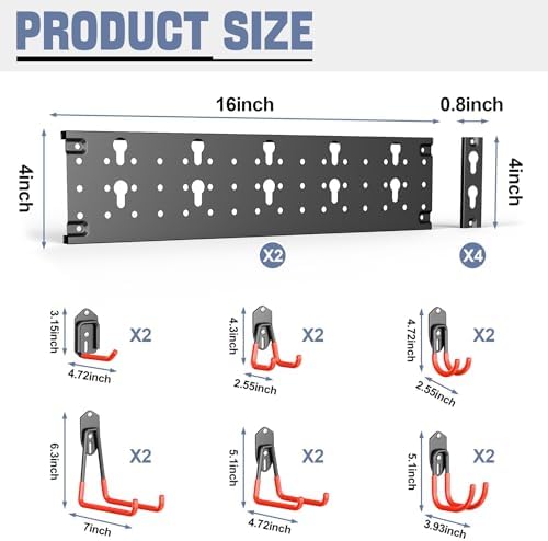 WALMANN Garage Wall Mounted Garden Tool Hooks, Folding Chair Storage Rack - Image 6