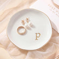 Ceramic Jewelry Tray, White Initial P Personalized Jewelry Dish by GIVITASOT