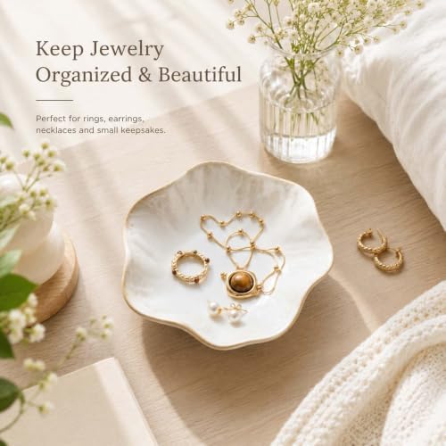 Lotus Leaf Jewelry Dish Tray, Trinket Tray for Earrings, Rings(White) - Image 4