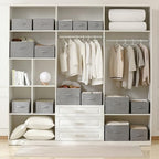 linen closet organizers and storage, Large Storage Baskets, washable, clothes organizer with handle, sweater organizer for closet (dark grey, 15¾"x11¾ x9¾) - Image 5