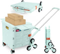 Foldable Utility Cart with Stair Climbing Wheels,Collapsible Rolling Crate with Magnetic Lid Telescopic Cover,Adjustable Telescoping Handle,360° Rotate Wheel Hand Cart for Teacher Shopping Moving by ZIYOULANG