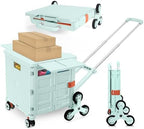 Foldable Utility Cart with Stair Climbing Wheels,Collapsible Rolling Crate with Magnetic Lid Telescopic Cover,Adjustable Telescoping Handle,360° Rotate Wheel Hand Cart for Teacher Shopping Moving by ZIYOULANG