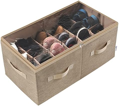 Moteph Shoe Organizer for Closet - Shoe Storage Organizer for Closet Organization with Clear Cover & Adjustable Dividers, Shoe Rack & Basket - (Light Brown, Large - 24 Pairs) by MOTEPH