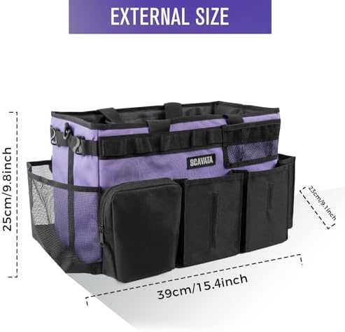 SCAVATA Wearable Cleaning Caddy Bag, Cleaning Caddy Supplies Organizer with Handle & Shoulder Straps for Housekeepers, Under Sink & Car Cleaning Tool Organizers with 4 Foldable Divider (Purple) - Image 5