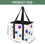Trunk Organizer Collapsible Car Organizer with Handle Car Storage Box Bin for Groceries SUV Utility Tote Bag Portable Vehicle Container White Star Planet Comet Rainbow - Image 2