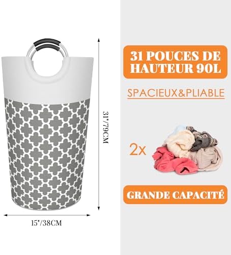 Caroeas 90L Light Laundry Basket (13 Colors), Waterproof Laundry Hamper, Laundry Bag with Padded Handles, Clothes Hamper, Collapsible Laundry Basket Easy Storage - Image 2