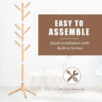 Haddockway 3 Adjustable Freestanding Wooden Coat Rack Stand 8 Hooks,Hallway - Image 4