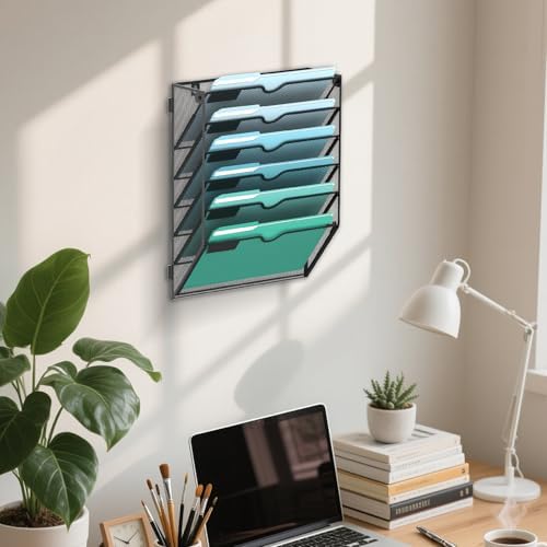 6-Tier Wall File Organizer, Hanging File Holder, Wall Mounted Mail Sorter - Image 6