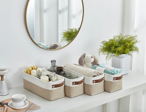 DECOMOMO Narrow Storage Bins, Small Storage Baskets for Shelves 4 Pack - Image 4