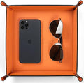 VLANDO Travel Valet Tray, Foldable PU Leather Catchall Tray, Orange Black by VLANDO