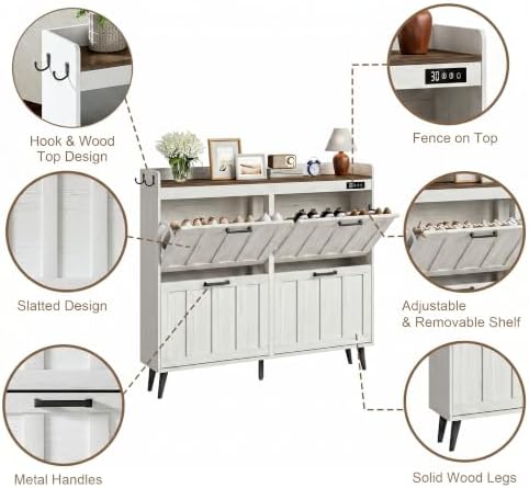 ChooChoo Shoe Storage Cabinet with 4 Flip Drawers and Deodorizer - Image 5