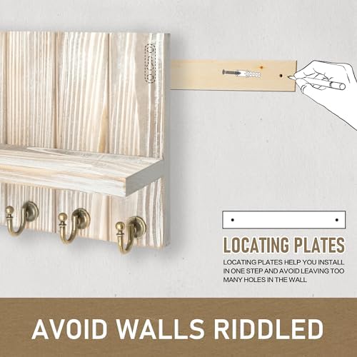 Rebee Vision Key Holder Wall Mount with 7 Hooks for Entryway, Natural Wood - Image 6