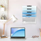 EASEPRES 6 Tier Mesh Hanging Wall File Organizer, Desk Vertical Mail Paper Document Folder Holder Rack with Bottom Tray and Nametag Label for Office Home School, White - Image 6