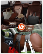 Headrest Hooks for Car, 4 Pack Car Seat Back Organizer Storage Hook, Double Hook Car Seat Hooks for Hanger Purses and Bags, Leather Purse Holder for Car, Black - Image 5