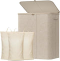 Lifewit 185L 3 Section Laundry Hamper with Lid, Laundry Basket, Beige by Lifewit
