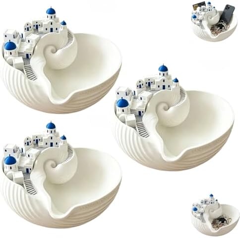 Santorini Catchall Shell Bowl, Catchall Tray for Keys Jewelry Coins Decorative Trinket Dish Greek Island Holder Organizer Architecture Style Home Decor Housewarming Gift，3PCS by Unknown