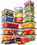 Chef's Path 32 Piece Airtight Food Storage Containers with Easy Snap Lids, 16 Containers and Lids, Stackable Kitchen and Pantry Canisters for Meal Prep and Food Storage - Transparent by ChefsPath