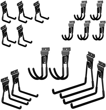 16 Pack Slatwall Hooks, Slatwall Accessories for Garage Storage, Heavy Duty Slat Wall Hanger(Black) by PYBTOOL