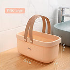 JiatuA Plastic Storage Basket with Handle Portable Shower Caddy Tote Organizer Basket Bin for Bathroom Kitchen Dorm Room Bedroom, Pink - Image 5