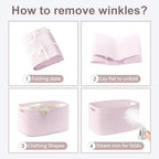 45L Small Woven Laundry Basket Hamper with Handles, Pink - Image 5