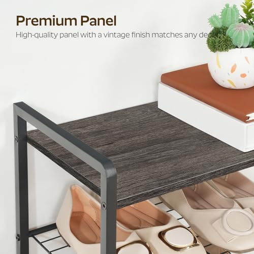YATINEY 10-Tier Narrow Shoe Rack, Tall Shoe Rack for 10-20 Pairs, Slim Shoe Storage Organizer with Wooden Top, Space Saving, Metal Frame, for Entryway, Charcoal and Black SS68BC - Image 6