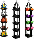 5-Tier Hanging Organizer with Hook | 60-Inch Over The Door & Wall Storage | 5 Deep Pockets for Sports Gear, Shoes, Toys, Books | Space Saver for Bedroom, Closet, Dorm, Entryway (4, Black) by BOXIN%C2%AE