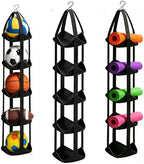 Garage Ball Storage Sports Equipment Organizer Holder Toy Organizers For Basketball, Soccer, Volleyball, Football， Vertical Hanging Storage，Space-Saving,Home Gym Decor,Yoga Mat Holder (2, Black) by BOXIN%C2%AE