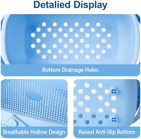 Portable Shower Caddy Basket with Handles Plastic Storage Basket Blue - Image 3