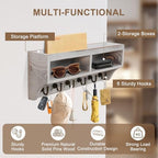 Key Holder Wall Mount with Mail Organizer, 6 Hooks & Shelf, White - Image 3