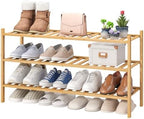 viewcare 3-Tier Long Shoe Rack, Bamboo Wood Shoe Rack for Closet, Entryway & Hallway, Stackable | Beautiful | Functional | Sturdy by VIEWCARE