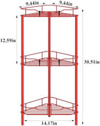 HuggieGems Metal Floor Standing Corner Shower Caddy, Red, 3 Tier - Image 7