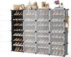 Portable Shoe Rack with Door, 64 Pairs Cabinet Easy Assembly, Plastic Adjustable Shoe Storage Organizer Stackable Detachable Free Standing DIY Expandable 8 Tier Black by WEXCISEforTidyingHouse