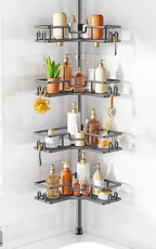 HAMITOR Adjustable Bathroom Storage, 4-Tier Tension Pole Shower Caddy, Gray by HAMITOR