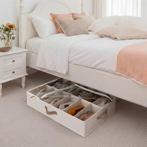 StorageWorks 2-Pack 24-Pair Under Bed Shoe Storage Organizer, Beige - Image 4