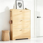 Nicetree Shoe Cabinet with 3 Flip Drawers, Entryway Storage, Natural Oak by Nicetree