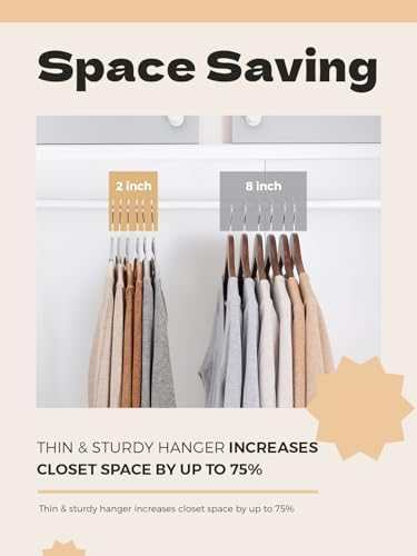 HOUSE DAY Slim Plastic Hangers with Non Slip Rubber Pads, 100 Pack, Grey | Space saving closet organizer, heavy duty S-shape, rubber grip pads help keep shirts, suits, coats, pants, skirts in place - Image 5