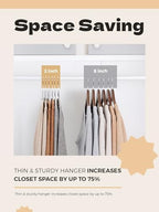 HOUSE DAY Slim Plastic Hangers with Non Slip Rubber Pads, 100 Pack, Grey | Space saving closet organizer, heavy duty S-shape, rubber grip pads help keep shirts, suits, coats, pants, skirts in place - Image 5
