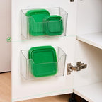 Sinnsally 2 Pack Cabinet Door Organizer,Self Adhesive Lid Organizer Inside Cabinet Storage Boxes,Stackable Hanging Basket Bins Wall Mounted Shower Caddy Holder for Kitchen,Bathroom,Pantry(Clear White) - Image 3