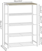Yusong Shoe Rack Organizer, 5 Tier Industrial Shoe Storage Shelf, Narrow Sturdy Metal Shoe Shelves for Closet Entryway, White - Image 3