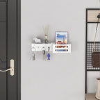 MKO Key Holder Wall Mount, Adhesive Key Hanger with 4 Hooks for Wall, White - Image 3