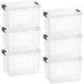 Superio Small Clear Storage Boxes with Lids, 4.75 Quart Plastic Container Bins for Organizing, Stackable Crates, BPA Free, Non Toxic, Odor Free, Organizers for Home, Office and Dorm, 6 Pack by Superio