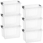 Superio Small Clear Storage Boxes with Lids, 4.75 Quart Plastic Container Bins for Organizing, Stackable Crates, BPA Free, Non Toxic, Odor Free, Organizers for Home, Office and Dorm, 6 Pack by Superio