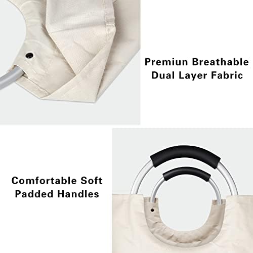 Extra Large Laundry Basket, Big Laundry Hamper Bag with Handles, 130L Beige - Image 3