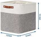 Temary 12 Inch Storage Baskets Foldable Fabric Storage Cubes 4PCs Storage Bins Organizer with Handles, Baskets for Organizing Clothes, Towels (White & Grey, 12 x 12 x 12) - Image 2