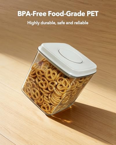Airtight Food Storage Containers Set with One-Touch Lid, 4-Pack (4.22 QT / 4.0 L) Best Value Stackable Durable PET for Complete Kitchen Pantry Organization - Image 4