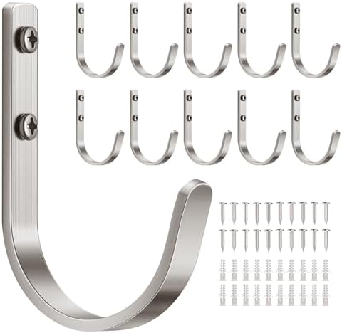 10-Pack 22LB Wall Hooks for Hanging Towel/Coat, Brushed Nickel by Josmimic