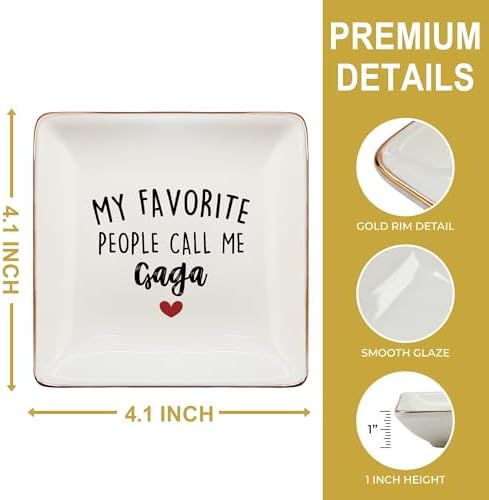 Gaga Gifts Jewelry Dish Tray, Best Grandma Mother's Day Birthday Gifts from Grandkids Ceramic Jewelry Tray for Rings Earring Bracelet Necklace, Grandmother Gift Trinket Dish for Women - Image 6