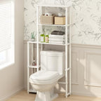 Furinno Turn-N-Tube Over The Toilet Storage, 5-Shelf Over The Toilet Organizer, Freestanding Space Saver Bathroom Shelf, for Bathroom Organizers and Storage, Plain White by Furinno-FitsYourSpaceFitsYourBudget