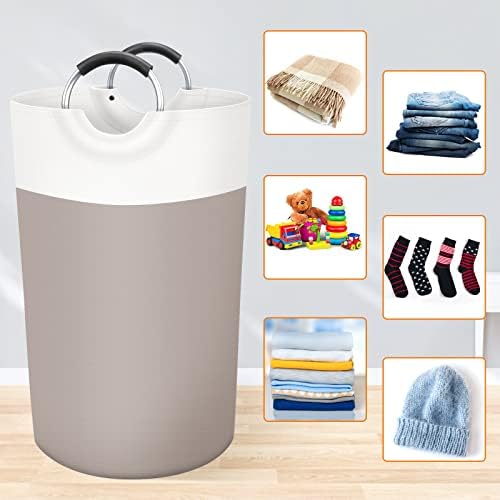 BlissTotes 90L Laundry Basket, Freestanding Collapsible Hamper, Brown - Image 4